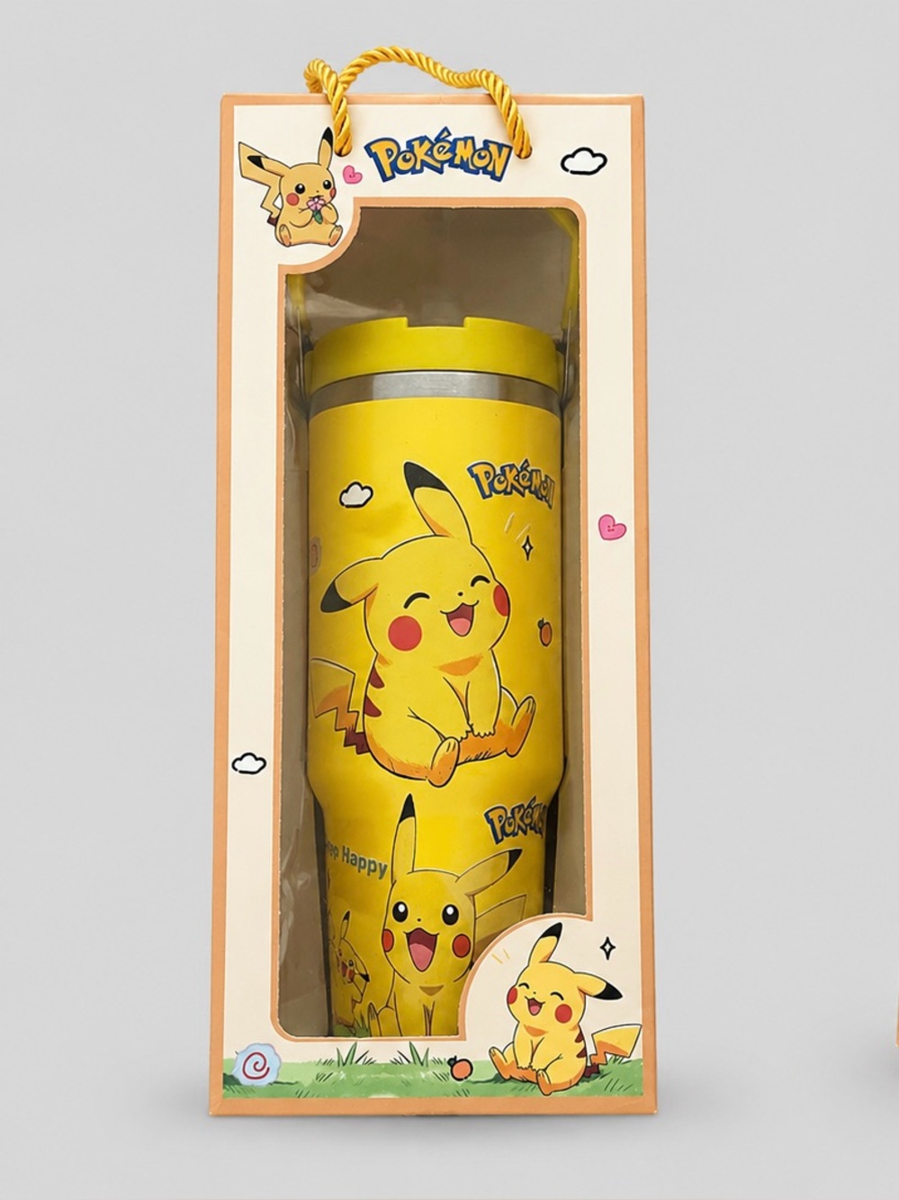 Pokémon Pikachu Stainless Steel Travel Tumbler with Straw – New in Gift Box